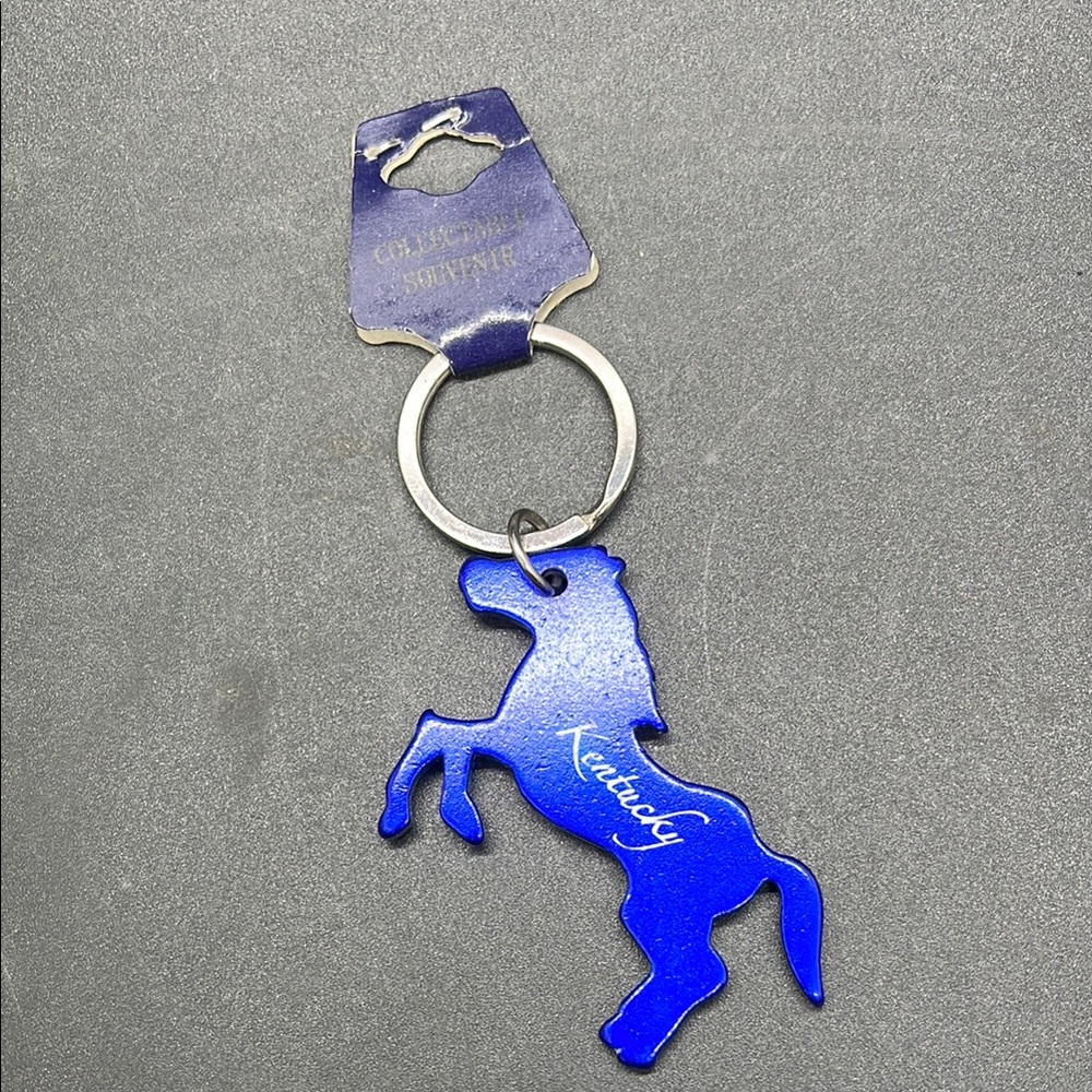 New Kentucky Blue Horse Keychain - Metal